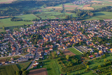 Schwindratzheim in the state Bas-Rhin, France from the drone perspective