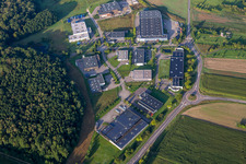Rue du Tabac commercial area in Eschbach in the state Bas-Rhin, France
