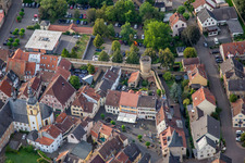 Reporting Square at the old city wall with debtor's tower and citizen's tower in Meisenheim in the state Rhineland-Palatinate, Germany