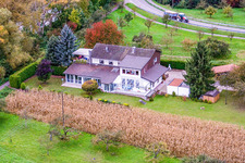 Aerial view of On the Neuburg Old Rhine in Neuburg am Rhein in the state Rhineland-Palatinate, Germany