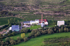 Aerial view of CJD Wolfstein, Niedermühle branch and Klostermühle Odernheim KG winery in Odernheim am Glan in the state Rhineland-Palatinate, Germany