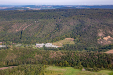 Aerial view of Three Castles Clinic in the district Ebernburg in Bad Kreuznach in the state Rhineland-Palatinate, Germany