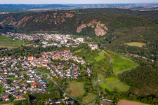Aerial photograpy of From the west in the district Ebernburg in Bad Kreuznach in the state Rhineland-Palatinate, Germany