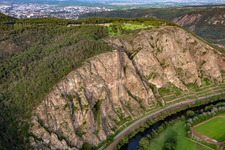 The Rotenfels "highest cliff between Norway and the Alps in Traisen in the state Rhineland-Palatinate, Germany from above