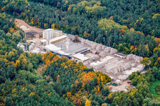 Aerial view of Schenking sand-lime brickworks in the district Büchelberg in Wörth am Rhein in the state Rhineland-Palatinate, Germany