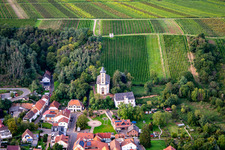 Aerial photograpy of Koppenstein Castle Mandel under the vineyard house Mandel in Mandel in the state Rhineland-Palatinate, Germany