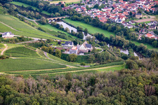 Aerial view of Hotel Gut Hermannsberg and estate management Niederhausen Schlossböckelheim in Niederhausen in the state Rhineland-Palatinate, Germany