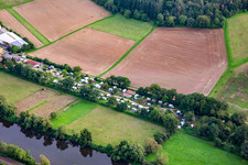 Aerial view of Camping Nahetal in Oberhausen an der Nahe in the state Rhineland-Palatinate, Germany