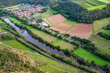 Aerial photograpy of Camping Nahetal in Oberhausen an der Nahe in the state Rhineland-Palatinate, Germany