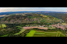 Hermannsberg vineyards on steep slopes above the Nahe in Niederhausen in the state Rhineland-Palatinate, Germany
