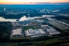 Wörth-Oberwald industrial area in the morning in Wörth am Rhein in the state Rhineland-Palatinate, Germany