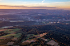 Morning light over the Pflinztal in the district Berghausen in Pfinztal in the state Baden-Wuerttemberg, Germany