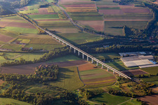 ICE on the valley bridge of the Mannheim-Stuttgart rapid transit line in the district Enzweihingen in Vaihingen an der Enz in the state Baden-Wuerttemberg, Germany