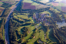 Aerial view of Golf Club Schloss Monrepos in the district Eglosheim in Ludwigsburg in the state Baden-Wuerttemberg, Germany