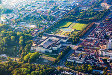Aerial view of Residence Palace Ludwigsburg and Blooming Baroque Garden Show in Ludwigsburg in the state Baden-Wuerttemberg, Germany
