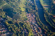 Castle ruins Hoheneck above the Neckar in the district Hoheneck in Ludwigsburg in the state Baden-Wuerttemberg, Germany
