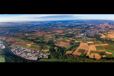 Neckar Panorama Oberwiesen to S in the district Oßweil in Ludwigsburg in the state Baden-Wuerttemberg, Germany