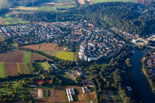 From the north in the district Neckarrems in Remseck am Neckar in the state Baden-Wuerttemberg, Germany