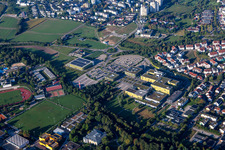 Aerial view of Rems-Murr Clinics and AWO Kinderhaus Zipfelbach in Winnenden in the state Baden-Wuerttemberg, Germany