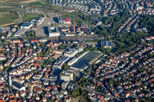 Aerial view of Alfred Kärcher GmbH & Co. KG in Winnenden in the state Baden-Wuerttemberg, Germany