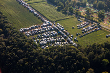 Aerial photograpy of 61st Rudersberger Sidecar Motocross 2023 FIM SIDECARCROSS WORLD CHAMPIONSHIP of the MSC Wieslauftal eV Motocross in the district Königsbronnhof in Rudersberg in the state Baden-Wuerttemberg, Germany