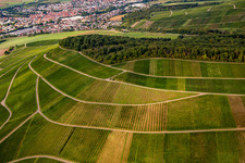 Aerial view of Großbottwar vineyard in the district Kleinbottwar in Steinheim an der Murr in the state Baden-Wuerttemberg, Germany