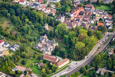Aerial view of Black Dog Owner Nadine Schwarz in Gondelsheim in the state Baden-Wuerttemberg, Germany