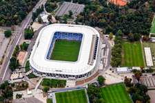 Completed BBBank Stadium Wildpark of Karlsruher Sport-Club eV in the district Innenstadt-Ost in Karlsruhe in the state Baden-Wuerttemberg, Germany out of the air