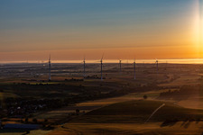 Wind farm Freckenfeld at sunrise in Freckenfeld in the state Rhineland-Palatinate, Germany