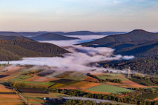 Wieslautertal under morning fog in the district Weiler in Wissembourg in the state Bas-Rhin, France