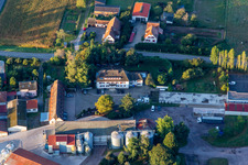 Aerial view of Schafbusch Farm in Steinseltz in the state Bas-Rhin, France