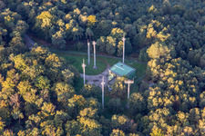 Aerial view of Radar antennas at the Col de Stiefelsberg in Cleebourg in the state Bas-Rhin, France