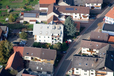 Main Street in the district Urloffen in Appenweier in the state Baden-Wuerttemberg, Germany seen from above
