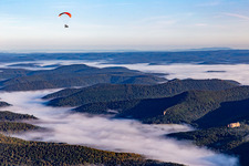Aerial view of Château Fort de Fleckenstein in Lembach in the state Bas-Rhin, France