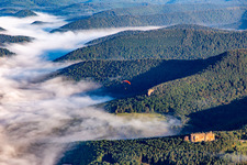 Oblique view of Château Fort de Fleckenstein in Lembach in the state Bas-Rhin, France