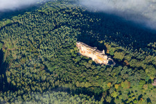 Château Fort de Fleckenstein in Lembach in the state Bas-Rhin, France seen from a drone