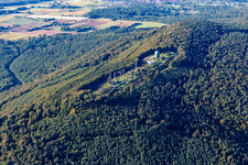 Aerial photograpy of Radar antennas at Pfaffenschlick in Soultz-sous-Forêts in the state Bas-Rhin, France