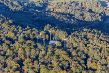 Aerial photograpy of Radar antennas at the Col de Stiefelsberg in Cleebourg in the state Bas-Rhin, France