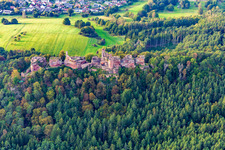 Altdahn castle massif with the castle ruins of Grafendahn and Tanstein in Dahn in the state Rhineland-Palatinate, Germany