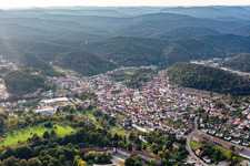 Schlossstraße from the east in Dahn in the state Rhineland-Palatinate, Germany