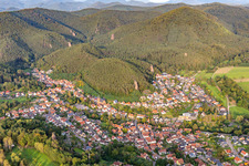 Aerial view of Wasgau climbing paradise in Erfweiler in the state Rhineland-Palatinate, Germany