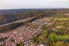 Aerial photograpy of From the south in Dahn in the state Rhineland-Palatinate, Germany