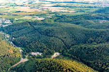 Aerial photograpy of Construction site of the west tunnel portal for the Astrid Tunnel for the underpass and bypass of Bad Bergzabern between B427 (Kurtalstraße) and B38 (Weinstraße) in Bad Bergzabern in the state Rhineland-Palatinate, Germany