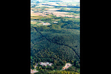 Construction site of the west tunnel portal for the Astrid Tunnel for the underpass and bypass of Bad Bergzabern between B427 (Kurtalstraße) and B38 (Weinstraße) in Bad Bergzabern in the state Rhineland-Palatinate, Germany from above