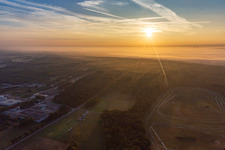Hippodrome de la Hardt at sunrise in the mist in the district Altenstadt in Wissembourg in the state Bas-Rhin, France