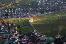 St. Dionysius Chapel in the district Gleiszellen in Gleiszellen-Gleishorbach in the state Rhineland-Palatinate, Germany seen from above