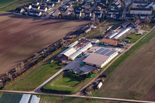 Kugelmann organic farm in Kandel in the state Rhineland-Palatinate, Germany seen from a drone
