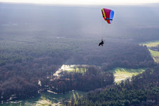 Paragliding over the Otterbachtal in Wörth am Rhein in the state Rhineland-Palatinate, Germany