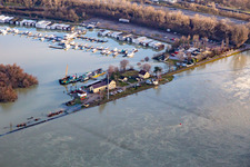 Waterways and Shipping Office Maxau during Rhine floods in the district Knielingen in Karlsruhe in the state Baden-Wuerttemberg, Germany