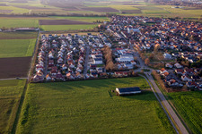New development area Brotäcker from the west in Steinweiler in the state Rhineland-Palatinate, Germany